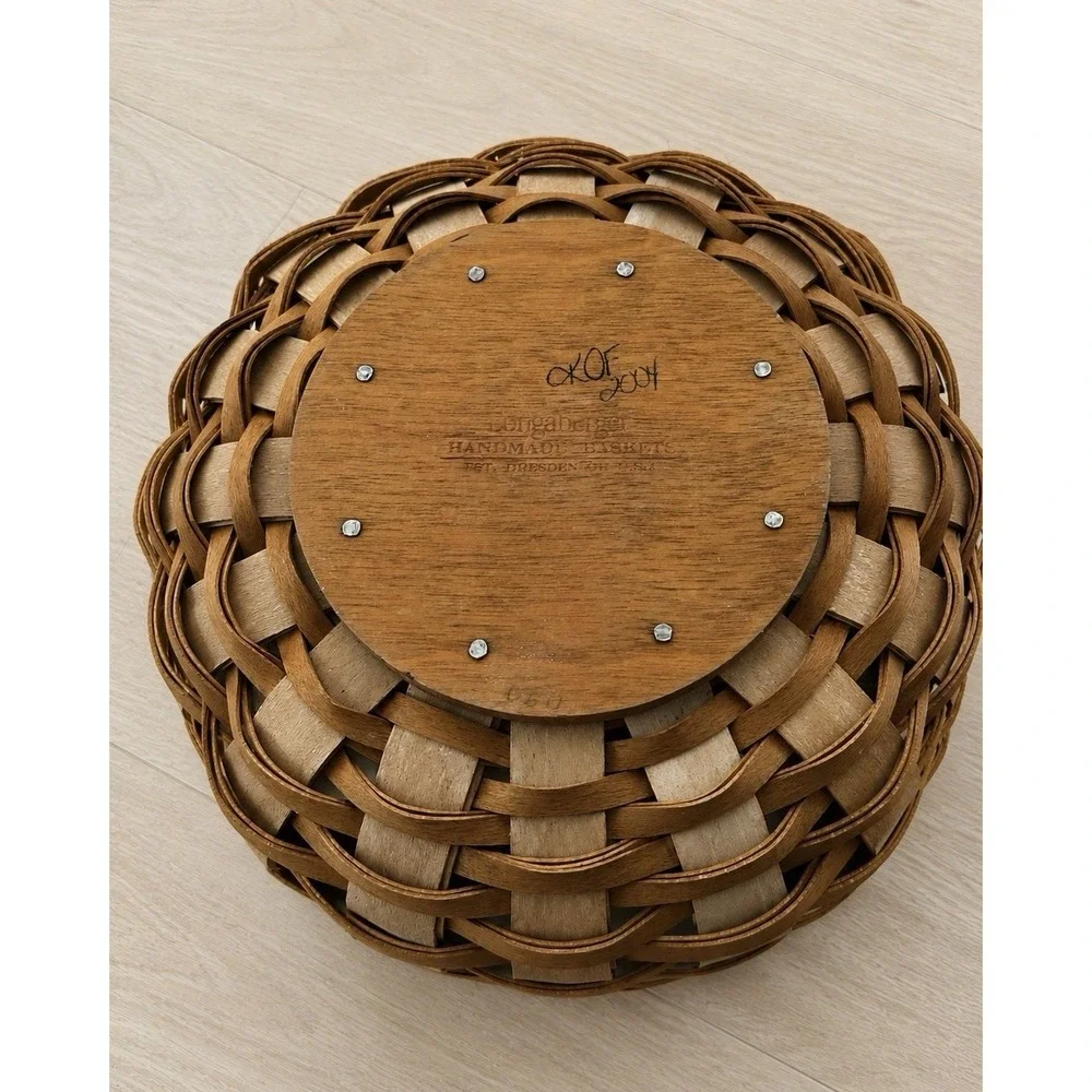 Longaberger Flora Basket Set Signed 2004 Iron Stand Liner Protector 9